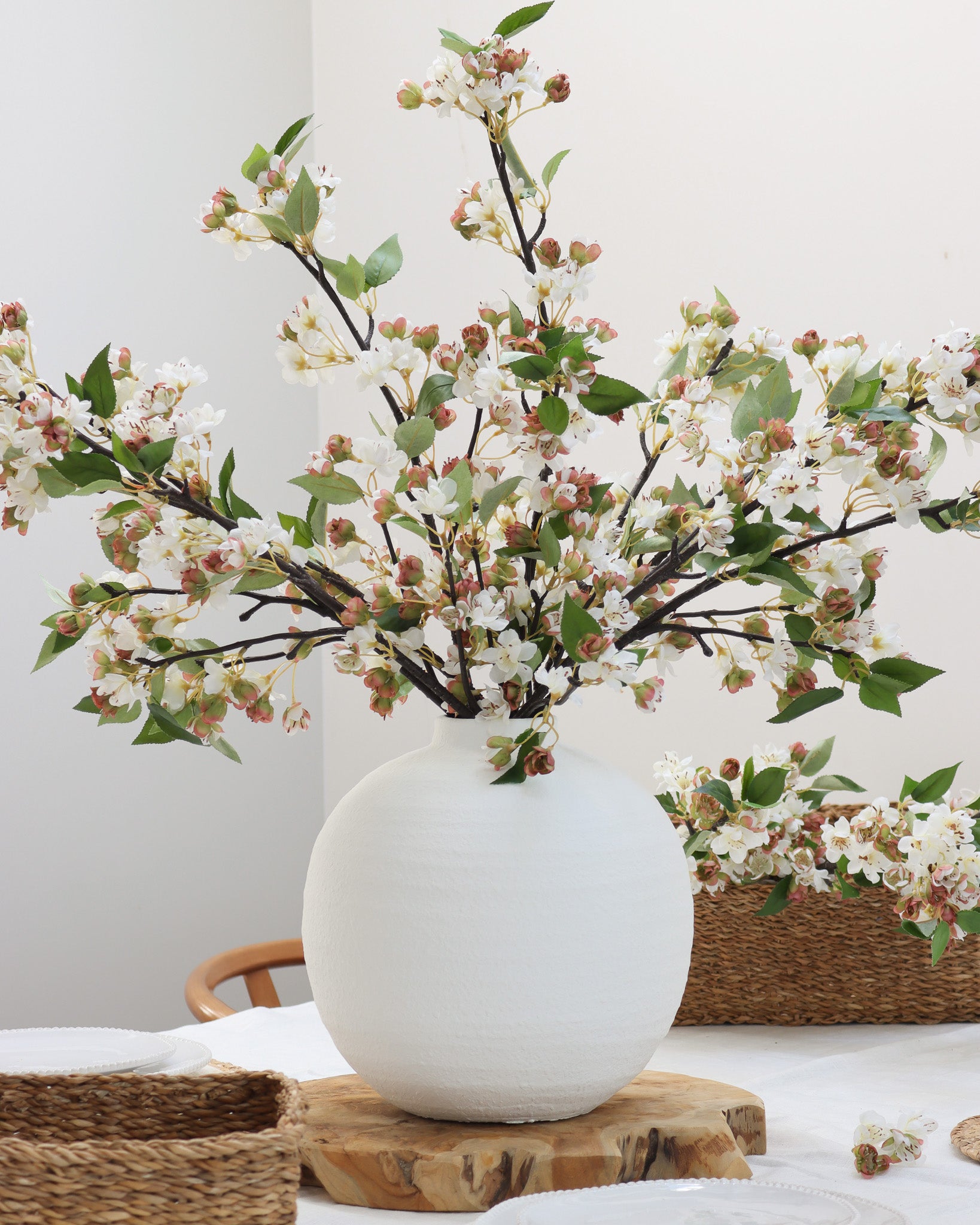 Round White Ceramic Vase